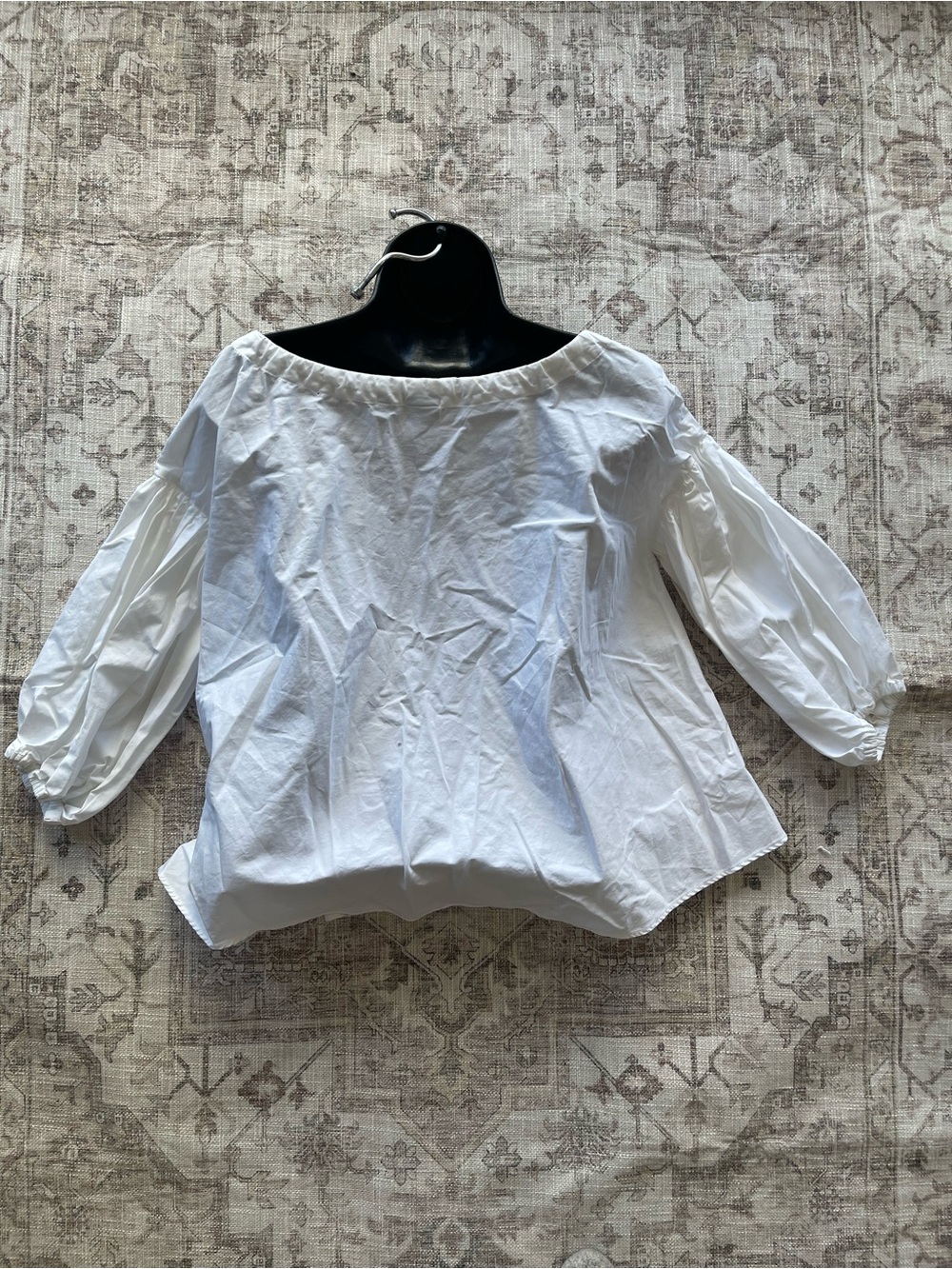 Aspesi White Off-Shoulder Balloon-Sleeve Romantic Cottagecore Tie Blouse - Picture 5 of 9